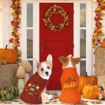 GOYOSWA 2 Pack Dog Thanksgiving Sweater - Cozy Festive Sweaters for Pets
