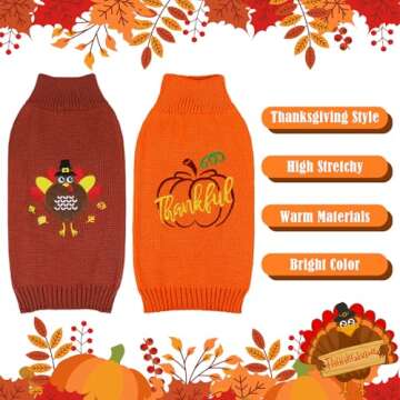 GOYOSWA Thanksgiving Sweaters Set for Dogs (Brown & Orange)