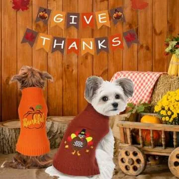 GOYOSWA Thanksgiving Sweaters Set for Dogs (Brown & Orange)