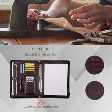 Classic Checkerboard Portfolio iPad pro 13 and Cell Phone Pockets 3 Ring Binder Padfolio Eco-Friendly Leather Portfolio Binder with Zipper Notepad Holder Resume Folder Business Organizer