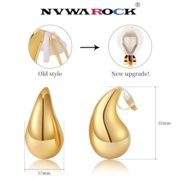 NVWAROCK Clip On Teardrop Earrings for Elegant Looks