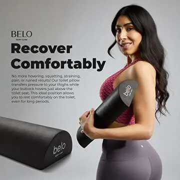 Premium BBL Toilet Seat Riser Butt Pillow - Comfortable, Non-Slip EVA Foam BBL Pillow After Surgery for Butt Helps Speed Up Recovery - Smooth Half Round Shape, Portable & Easy to Clean - Black