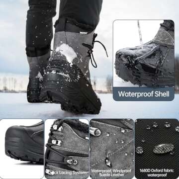 FREE SOLDIER Men's Snow Winter Boots | Insulated Waterproof Ski Shoes