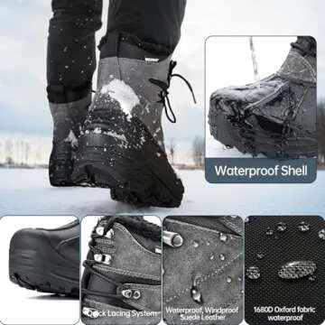 FREE SOLDIER Men's Snow Winter Boots | Insulated Waterproof Ski Shoes