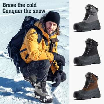 FREE SOLDIER Men's Snow Winter Boots | Insulated Waterproof Ski Shoes