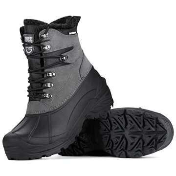 FREE SOLDIER Men's Snow Winter Boots | Insulated Waterproof Ski Shoes