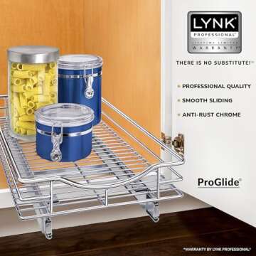LYNK PROFESSIONAL® Pull Out Cabinet Organizer, 11" x 18" Slide Out Drawers for Kitchen Cabinets - S...