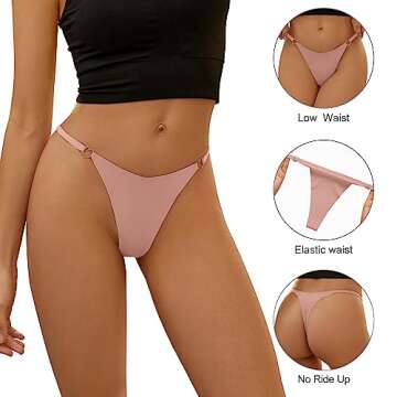 DEANGELMON G-string Thongs for Women Underwear Seamless No Show Panties Low Rise Comfortable Microfi...