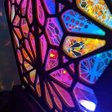 Polar Star Large Floor Lamp with USB Charging, Bohemian Hollow Geometric Retro Floor Decorative LED Colorful Diamond Lights 3D Projection Night lamp Desk Lamp Home Decor Wedding Party