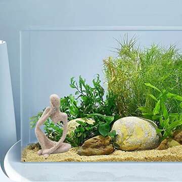 Oooct Sandstone Thinker Statue Fish Tank Decor Small Fish Aquarium Decorations Fish Tank Abstract Aesthetic Decorative Ornaments