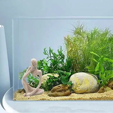 Oooct Sandstone Thinker Statue Fish Tank Decor Small Fish Aquarium Decorations Fish Tank Abstract Aesthetic Decorative Ornaments
