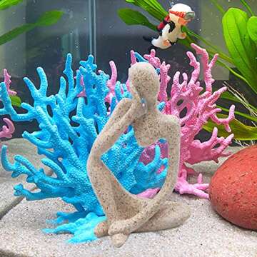 Oooct Sandstone Thinker Statue Fish Tank Decor Small Fish Aquarium Decorations Fish Tank Abstract Aesthetic Decorative Ornaments