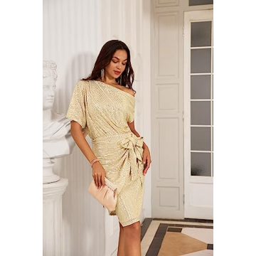 GRACE KARIN One Shoulder Sequin Cocktail Party Dress