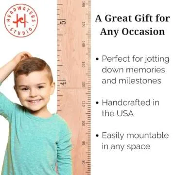HEADWATERS STUDIO Wooden Growth Chart – Family-Friendly Height Chart for Kids