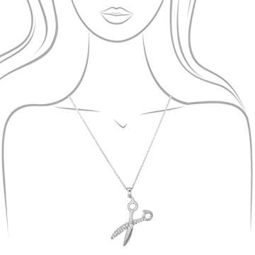 Spinningdaisy Silver Scissor Necklace with Crystals