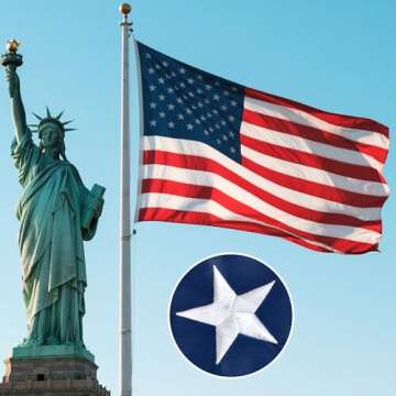 American Flags for Outside 3x5 FT - Heavy Duty US Flag with Embroidered Stars, Sewn Stripes & Brass ...