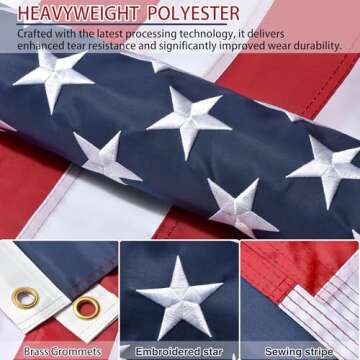 Heavy Duty American Flags with Embroidered Stars for Outdoor Use