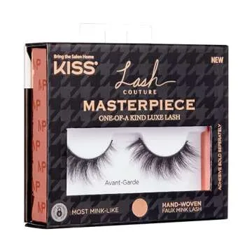 KISS Lash Couture Masterpiece Fake Eyelashes Style 03, ‘Avant-Garde’, One-of-a-Kind Luxe Lash, Hand Woven Faux Mink Synthetic False Eyelashes, 1 Pair