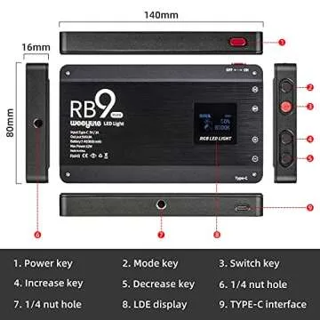 Weeylite RB9 RGB Video Light Panel Photography Portable LED Camera Lights 360° Full Color Videography Lighting,Rechargeable 3000mAh 2500-8500K Dimmable Light Panel Video Conference Lighting Kit