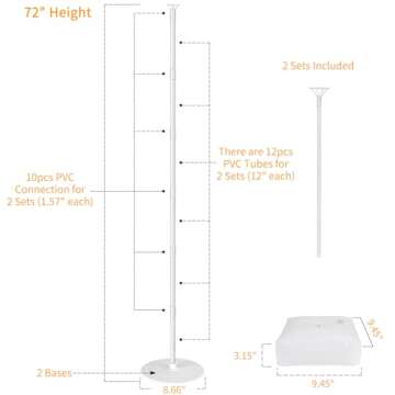 Holicolor 2 Sets 72 Inch Balloon Column Stand Kit for Parties