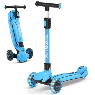 TONBUX Kids Scooter - Light Up 3 Wheel Scooters for Kids 5-7, Adjustable Height and Lean-to-Steer De...