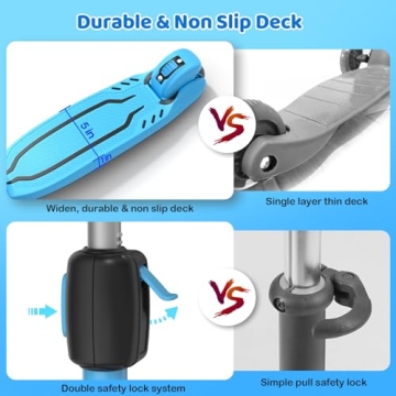 TONBUX Kids Scooter with Light Up Wheels and Adjustable Height