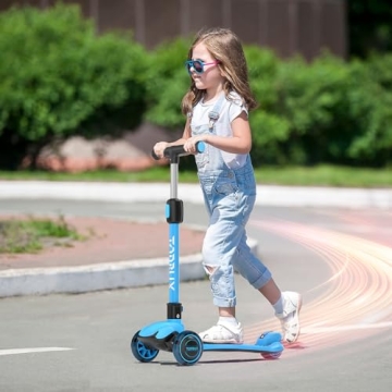 TONBUX Kids Scooter with Light Up Wheels and Adjustable Height
