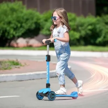 TONBUX Kids Scooter with Light Up Wheels and Adjustable Height
