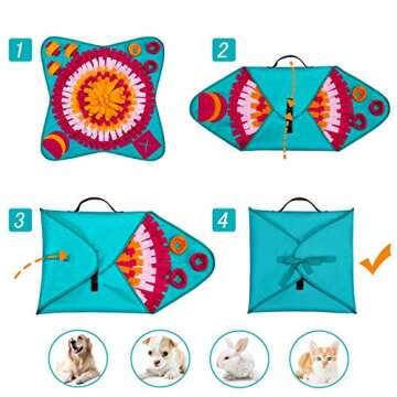 LIVACASA Snuffle Mat for Dogs Washable Pet Feeding Nosework Treats Mat Puzzle Training for Dogs Large Medium Puppies Non Slip Sniffing Slow Feeding Bowl for Cats