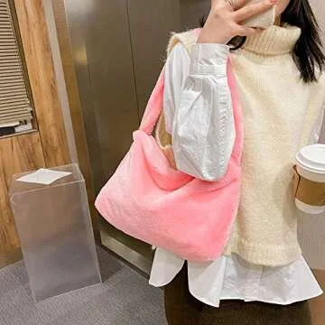 YFGBCX Plush Underarm Bag, Ladies Fluffy Shoulder Bag, Women Y2K Furry Purse Fluffy Tote Bag for Autumn and Winter