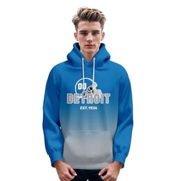 DDJAM Custom Men's Hoodie Football City Fans Gifts for Men Women Youth Pullover Hooded Sweatshirt Personalize Name & Number