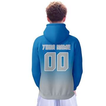 DDJAM Custom Men's Hoodie Football City Fans Gifts for Men Women Youth Pullover Hooded Sweatshirt Personalize Name & Number