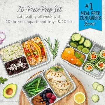 Bentgo 20-Piece BPA-Free 3-Compartment Meal Prep Containers