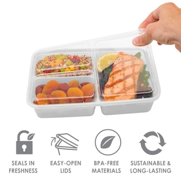 Bentgo 20-Piece BPA-Free 3-Compartment Meal Prep Containers