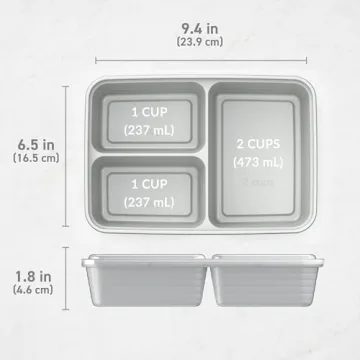 Bentgo 20-Piece BPA-Free 3-Compartment Meal Prep Containers