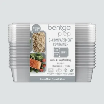 Bentgo 20-Piece BPA-Free 3-Compartment Meal Prep Containers