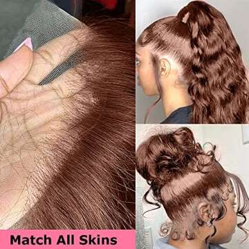 32 Inch 13x4 Auburn Brown Body Wave Lace FrontWigs Chestnut Brown Colored Human HairWigs For WomenHD Transparent Lace FrontWig Human Hairwith Baby Hair(32 Inch,13x4 BrownLace Front Wig HumanHair)