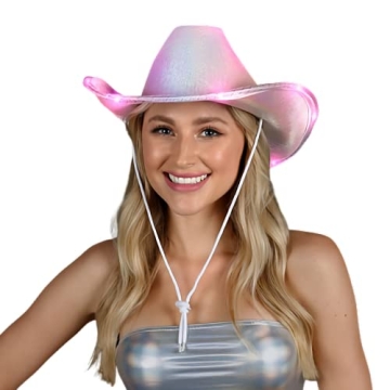 Blinkee Light Up Glorious Luminous Sheen Iridescent Metallic Cowboy Space Cowgirl Hat Pink LED - One...
