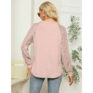 ALLTB Women's Sequin Tops Sparkle Long Sleeve Blouses Shimmer Glitter Sweatshirt Party Crewneck Loose Fit Shirts