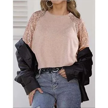 ALLTB Women's Sparkle Sequin Sweatshirt for Parties