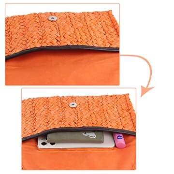 Freie Liebe Straw Clutch Purses for Women Summer Beach Bags Envelope Woven Clutch Handbags