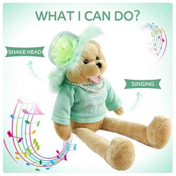 Houwsbaby 20'' Electric Musical Teddy Bear Stuffed Animal Singing Plush Toy with Shaking Head Intera...