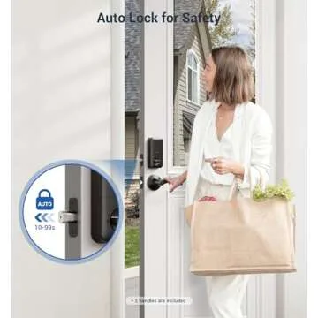 Veise Fingerprint Door Lock with 2 Lever Handles - Keyless Entry Door Lock, Electronic Keypad Deadbolt, Digital Smart Code & Front Handle Sets, Auto-Locking, Easy Installation, Matte Black