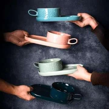 Artena Ceramic Soup & Sandwich Plate Combo Set