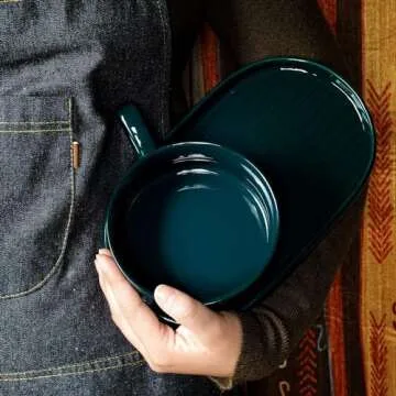 Artena Ceramic Soup & Sandwich Plate Combo Set