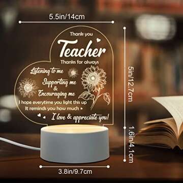 Afterprints Teacher Gifts - Engraved Night Light, Teacher Appreciation Gifts for Women on Christmas, Birthday, Retirement, Farewell, Thank You Gifts for Teachers from Student