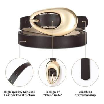 RISANTRY Genuine Leather Belt for Women - Chic and Durable