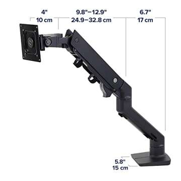 Ergotron – HX HD Premium Heavy Duty Gaming Monitor Arm, Single Monitor Desk Mount – for 1000R Curved Ultrawide Monitors Up to 49 Inches, 28 to 42 lbs, VESA 75x75mm or 100x100mm – HD Pivot, Matte Black
