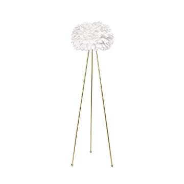 Maxax 60" Feather Floor Lamp, Tripod Floor Lamp with White Feather Shade, Modern Gold Standing Light for Bedrooms/Dining Room/Living Room/Kitchen