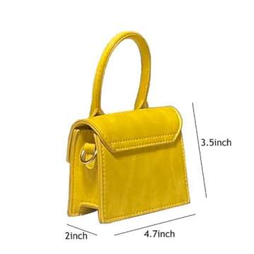 Cute Purse Mini Crossbody Bags for Women Top Handle Clutch Handbag (Yellow)